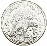 Монета 1 доллар (dollar) Канада 1980 "100 лет Арктическим территориям" серебро