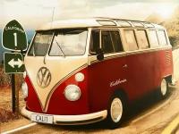 Плакат, постер на бумаге Volkswagen Retro VW T1, Фольксваген. Размер 21 х 30 см