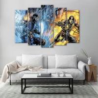 Модульная картина на холсте/Саб Зиро и Скорпион Мортал Комбат-Sub Zero Scorpion Mortal Kombat 100х70