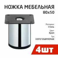 Ножка D50х80мм, круглая, нерегул, хром (4шт) - пакет Tech-Krep