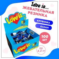 Love Is Жевательная резинка Клубника и банан, 100 шт / Love Is Клубника и банан