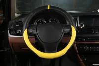 Оплетка на руль Пежо 301 (2016 - 2024) седан / Peugeot 301, Искусственная кожа (высокого качества), Черный с желтым