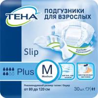 Подгузники дышащие TENA Slip Plus M (талия/бедра 80-122 см), 30 шт