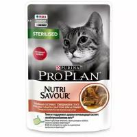 Влажный консервированный корм Purina ProPlan для стерилизованных кошек и кастрированных котов, (говядина в соусе), 12 шт по 85 гр