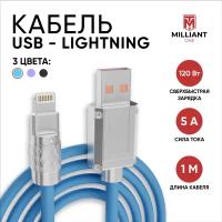 Кабель для айфона, Milliant One, lightning кабель, шнур для зарядки айфона, lightning usb кабель, шнур для айфона ( синий )