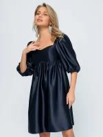 Платье синего цвета длины мини с рукавами 3/4 и фигурным вырезом, 1001dress, размер 50, 0102961BL16