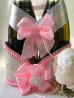 Украшение для шампанского Корзинка "Ажурная", розовый