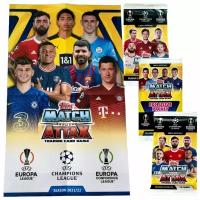 Игровое поле и 3 пакетика карточек Topps Match Attax Лига Чемпионов УЕФА 2021-2022. Подарочный набор футбольных коллекционных карт