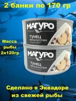 Тунец полосатый кусочки филе в собственном соку, Магуро, 2 X 170 гр