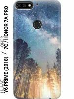 GOSSO Ультратонкий силиконовый чехол-накладка для Huawei Y6 Prime (2018) / Honor 7C / Honor 7A Pro с принтом "Млечный путь"