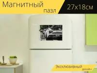 Магнитный пазл "Lamborghini gallardo, спортивная машина, дорога" на холодильник 27 x 18 см