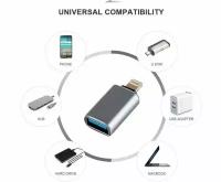 Адаптер-переходник OTG USB на Lightning для Apple iPhone, iPad, iPod, для Флешек