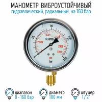 Манометр виброустойчивый YN100Z на 160 бар, 100 мм, G 1/2" радиальный, глицериновый