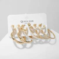 Серьги цепочки Queen Fair, пластик, эмаль, белый, золотой