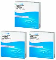 SofLens Daily Disposable -0.75 / 14.2 / 8.6, 270 штук (3 пачки по 90 линз), однодневные контактные линзы. Bausch + Lomb SofLens Daily Disposable