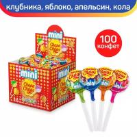 Карамель Chupa Chups Мини, вкусы: клубника, яблоко, апельсин, кола, 100 шт. по 6 гр