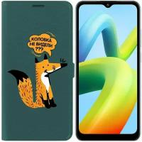 Чехол-книжка Krutoff Eco Book для Xiaomi Redmi A2+ Лиса (зелёный опал)