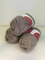 Пряжа для вязания из Троицка "Деревенька", 100% овечья шерсть, цвет: натуральный светлый, 3 шт по 100г / 170м