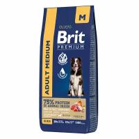 Сухой корм для собак средних пород Brit Premium Dog Adult Medium Индейка и телятина 15 кг