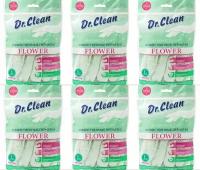 DR.CLEAN Перчатки хозяйственные поливиниловые FLOWER размер L - 6 штук