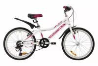 Велосипед NOVATRACK 20" ALICE белый, 2021 г., стальная рама, 6 скор., Shimano TY21/Microshift TS38, V- brake