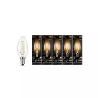 Упаковка светодиодных ламп 5 шт Gauss Filament Свеча 5W 420lm 2700К Е14 LED 103801105