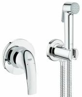 Гигиенический душ Grohe BauCurve с гибким металличесикм шлангом, встраиваемая часть в комплекте, хром