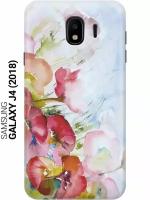 GOSSO Ультратонкий силиконовый чехол-накладка для Samsung Galaxy J4 (2018) с принтом "Акварельные цветы"