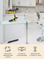 Барная стойка стол для кухни стеклянная (прозрачное стекло) с полкой-корзиной, 130*40 см, h. 110 см