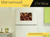 Магнитный пазл "Кротон, кустарник, листья" на холодильник 27 x 18 см