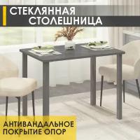 Стол обеденный Парма 17 Оникс/Серое стекло/Серый, 100х70х74 см