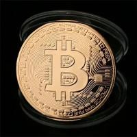 Монета Биткоин Bitcoin в футляре в розовом цвете (отличный подарок)