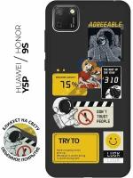 Матовый чехол Space Stickers для Honor 9S / Huawei Y5P / Хуавей У5Р / Хонор 9с с 3D эффектом черный