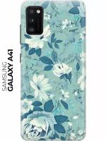 Чехол - накладка ArtColor для Samsung Galaxy A41 с принтом "Цветы на голубом"