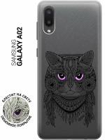 Ультратонкий силиконовый чехол-накладка Transparent для Samsung Galaxy A02 с 3D принтом "Grand Cat"