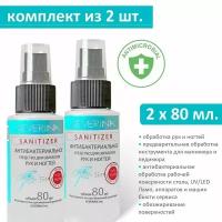 Комплект Антибактериальное средство для обработки рук и ногтей Severina Sanitizer 2 х 80 мл, с дозатором