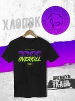 Футболка черная 100% хлопок с принтом черепа OVERKILL 44/46 S