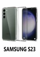 Ультратонкий силиконовый прозрачный чехол с защитой камеры и углов для Samsung Galaxy S23 / Самсунг Гэлакси С 23