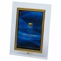 Стеклянная фоторамка, рамка для фото 10х15, glass, с золотой окантовкой GF 6257