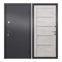 Дверь входная для квартиры Torex Flat-L 860х2050 правая, тепло-шумоизоляция антикоррозийная защита, замки 4го и 2го класса, черный/серый