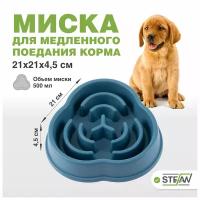 Миска для медленного поедания Лабиринт STEFAN, синий, W03205