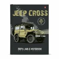 Тетрадь на кольцах, 160 листов в клетку JEEP CROSS, твёрдая обложка, глянцевая ламинация, со сменным блоком (комплект из 5 шт)