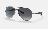 Солнцезащитные очки унисекс, авиаторы RAY-BAN с чехлом, линзы серо-синие, RB3675-004/78/58-14