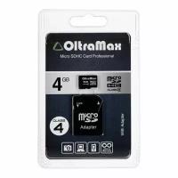 Карта памяти MicroSD, 4 Гб, SDHC, класс 4, с адаптером SD