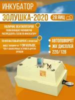 Инкубатор Золушка 2020, 28 яиц, автоповорот, 220/12В, ЖК дисплей, вентиляция