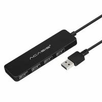 USB 2.0 Hub 4 port пассивный ACASIS AB2-L42 (черный, питание micro-USB, кабель 0.2м)
