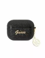 Guess для Airpods Pro чехол Glitter flakes Metal logo with Charm Black