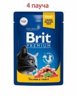 Пауч Brit Premium для взрослых кошек лосось и форель 85гр, 4шт