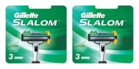 Сменные кассеты для бритья Gillette Slalom, 3 штуки в упаковке, 2 упаковки