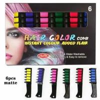 Цветные мелки-расчески для волос Hair Color Comb, набор 6 цветов